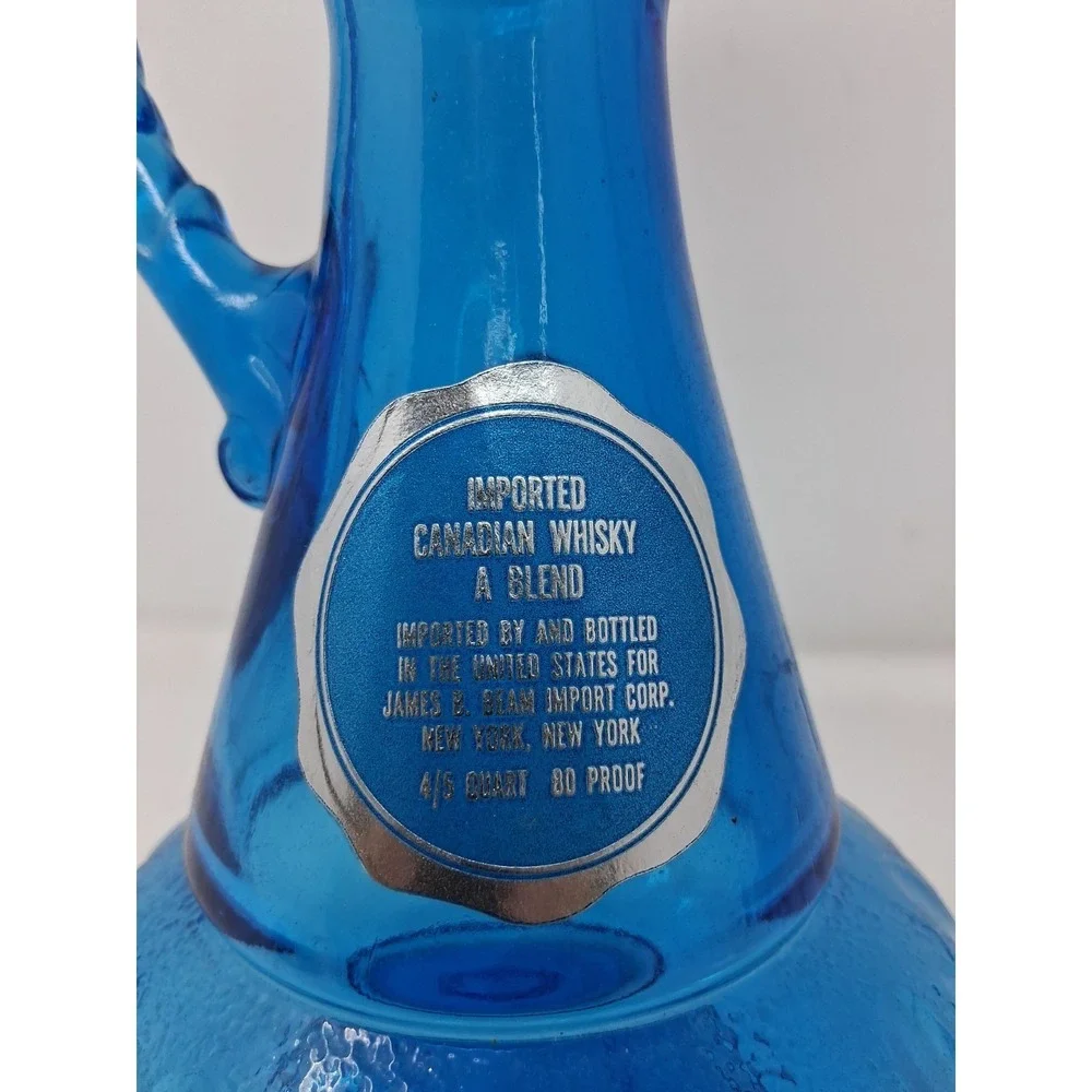 McGill Blue Glass Decanter w/ Handle & Stopper 1960s 0.2 qt KW-DRB 249